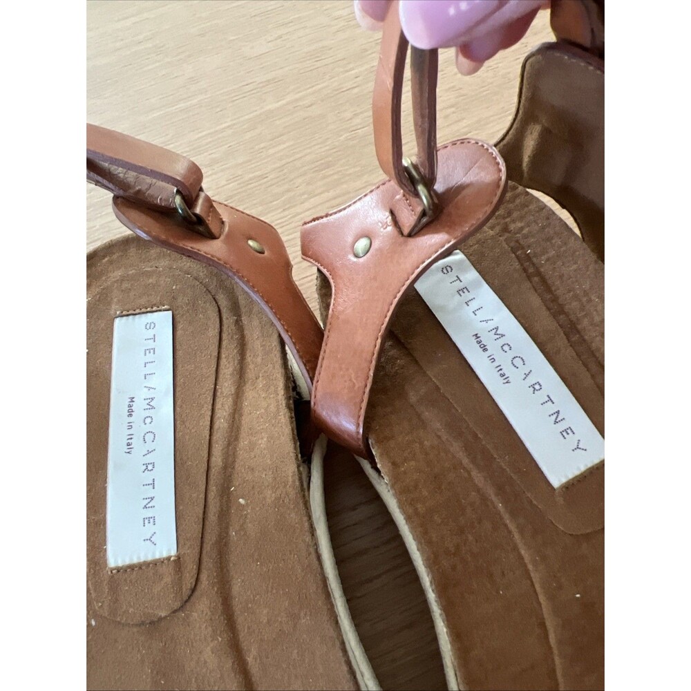 Stella McCartney Women's Sandals Size 39.5 Toe Strap Leather Cork --Damaged! - Picture 4 of 15